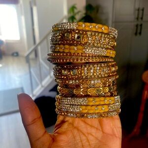 Yellow and gold Punjabi/indian bangles